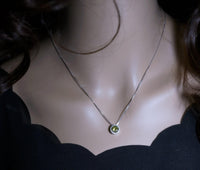 Genuine Peridot Necklace, Natural green peridot Choker, Tiny Sterling Silver Solitaire Green Gemstone Pendant Heart Chakra Healing #1017