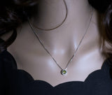 Genuine Peridot Necklace, Natural green peridot Choker, Tiny Sterling Silver Solitaire Green Gemstone Pendant Heart Chakra Healing #1017