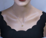 Genuine Citrine Necklace Sterling Silver Single Simple Round Natural Citrine Pendant 1106