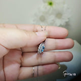 Tiny Aquamarine Necklace - Sterling Silver Sunflower Aquamarine Pendant - Halo Blue Gemstone March Birthstone Aquamarine Jewelry 1104