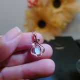 Rose Gold Fire Opal Necklace, Sterling silver White Opal Flower Necklace, Delicate Minimalist Box Chain 075