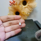 Rose Gold Fire Opal Necklace, Sterling silver White Opal Flower Necklace, Delicate Minimalist Box Chain 075