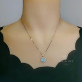 Aquamarine Necklace Sterling Silver Sunflower Pendant Sim Gemstone 1 Ct Blue Gemstone Pendant White Gold March Birthstone Tiny Floral 054