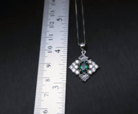 Emerald Necklace Sterling Silver Square Green emerald pendant May birthstone 1026