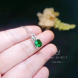 Gorgeous Emerald Necklace - Sterling Silver Solitaire 8mm 2 Ct Round Simple Emerald Jewelry