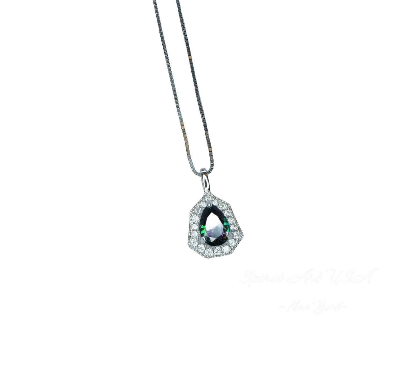 Mini Mystic topaz Necklace - Tiny Rainbow Topaz Pendant - 18kgp @ Sterling Silver - Minimalist teardrop Mystic Topaz Jewelry #118