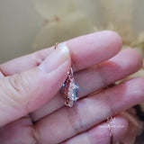 Tiny Aquamarine Necklace - Rose Gold 925 Sterling Silver Gemstone Halo Blue Aquamarine Pendant March Birthstone 076