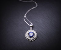 Tanzanite Necklace Sterling Silver - 925 Round Cubic Zirconia Flower of Life Tanzanite Pendant 1027