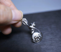 Genuine Pearl Necklace Full Sterling Silver Lotus Flower Tiny Freshwater Peal Jewelry Wedding Necklace Pearl Jewelry 1044