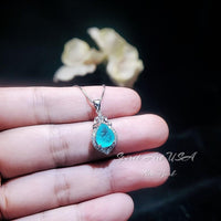 Dainty Teardrop Blue Paraiba Tourmaline Necklace - 18kgp @ sterling silver #064