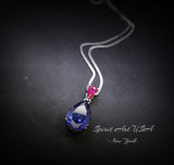 Teardrop Tanzanite Necklace - 7 CT Large Blue Tanzanite Pendant - Sterling Silver - December Birthstone - 18KGP #783