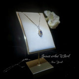 Tiny Thorn Apple Blue Sapphire Necklace - Sterling Silver Minimalist Oval Blue Sapphire Pendant - Blessing Buddha Hand Jewelry 1103
