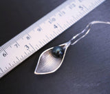 Black Pearl Necklace Sterling Silver - Delicate Datiny Leaf Pendant, Artist Design Style Black Pearl Jewelry 1045