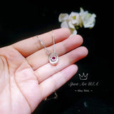 Ruby Horseshoe Necklace Sterling Silver Tiny Dainty Gemstone Stone Ruby Choker Platinum Overlay 925 Silver Box Chain #006