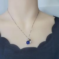 Lapis Lazuli Necklace - Butterfly Jewelry - Natural Genuine Blue Lapis Lazuli - Full 925 Sterilng Silver Butterfly Pendant 1019