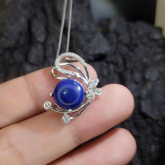 Lapis Lazuli Necklace - Butterfly Jewelry - Natural Genuine Blue Lapis Lazuli - Full 925 Sterilng Silver Butterfly Pendant 1019