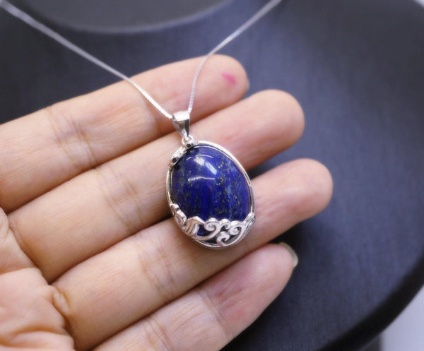 Lapiz Lazuli Necklace - Vampire Diaries necklace, Elena Gilbert Katherine necklace, Sterling Silver Natural Lapis Lazuli Jewelry 2743