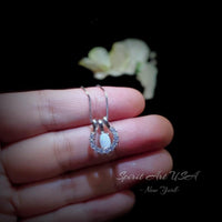 Opal Necklace - Tiny Horse shoe Pendant - 18KGP @ Sterling Silver - Mini Small Opal Jewelry Pendant horseshoe jewelry #186