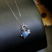 Natural Kyanite Necklace Butterfly Pendant Sterling Silver Adjustable Chain Genuine Kyanite