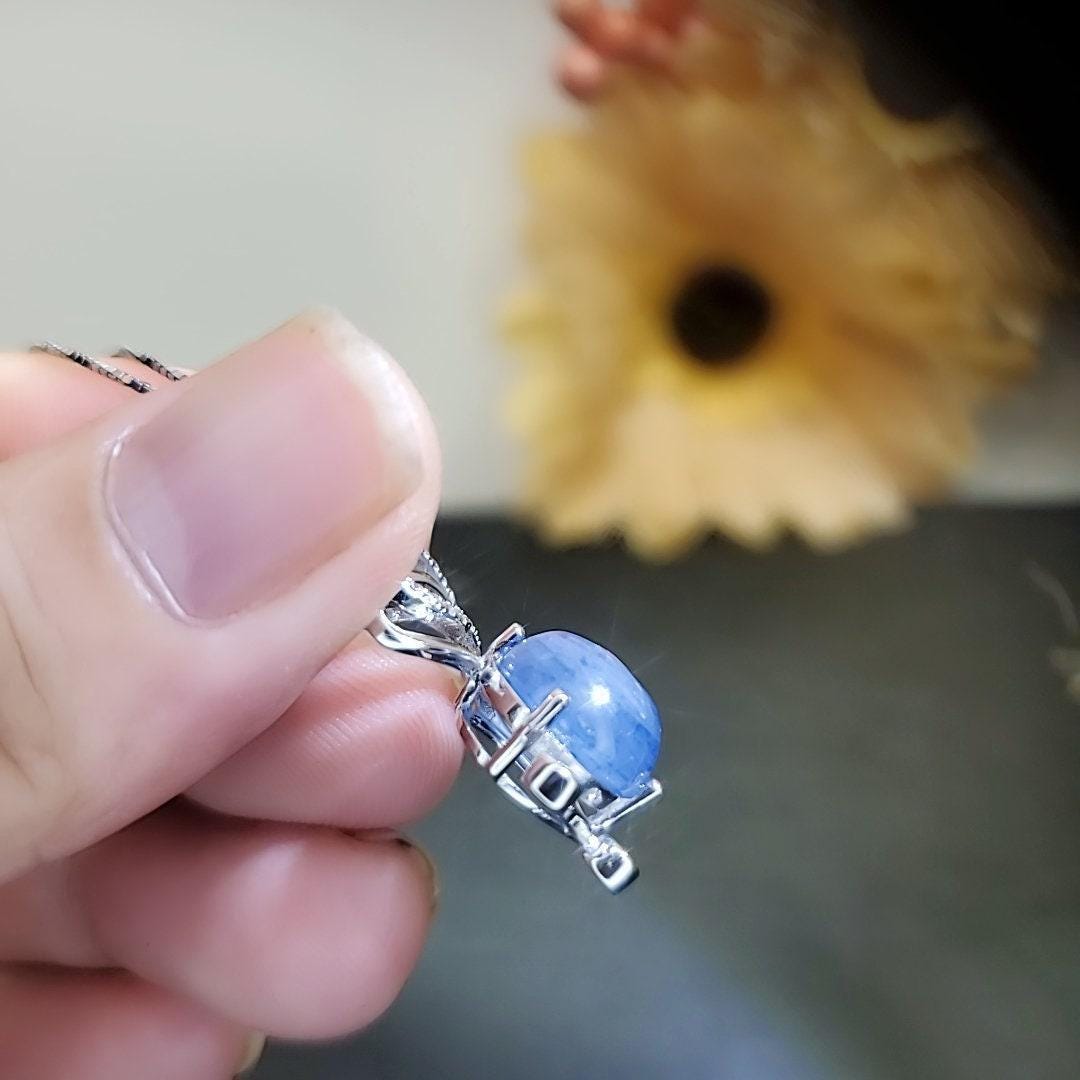 Natural Kyanite Necklace Butterfly Pendant Sterling Silver Chain Genuine Kyanite