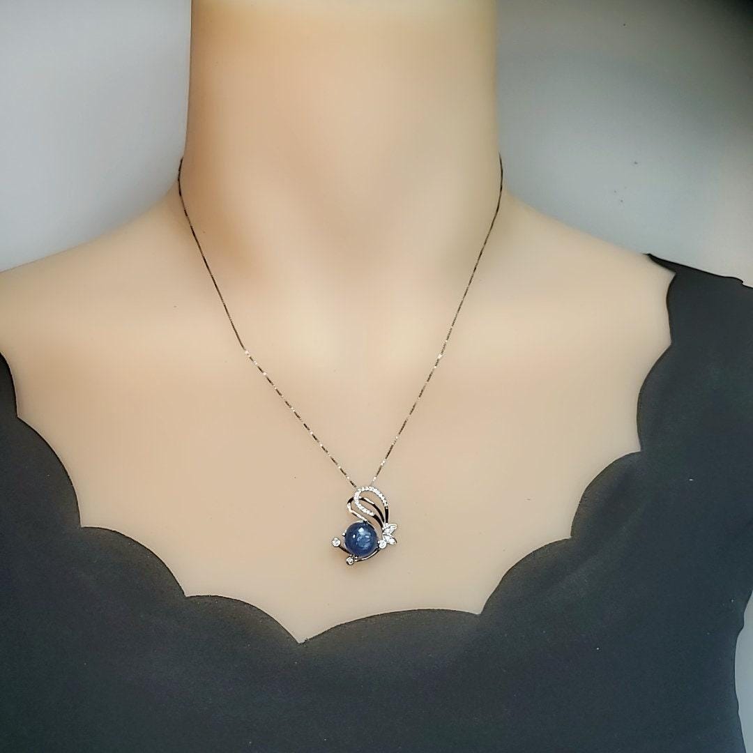 Natural Kyanite Necklace Butterfly Pendant Sterling Silver Chain Genuine Kyanite