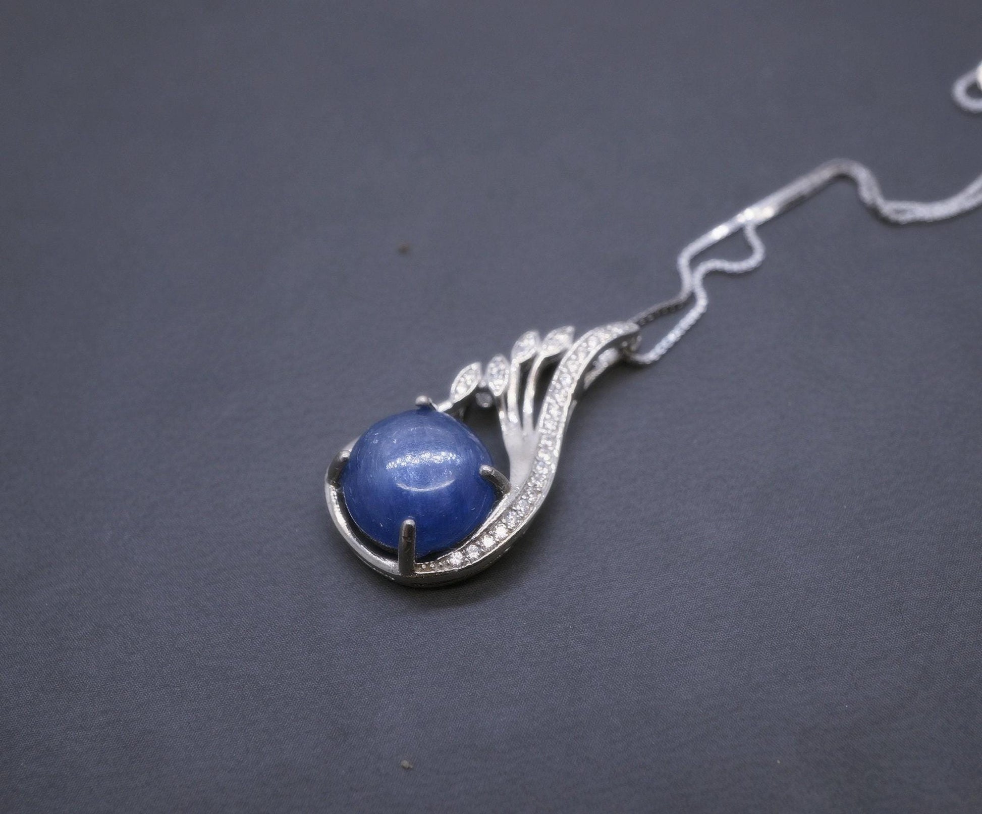 Kyanite Necklace Full 925 Sterling Silver Peacock Phoenix Pendant