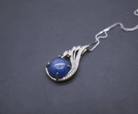 Kyanite Necklace Full 925 Sterling Silver Peacock Phoenix Pendant