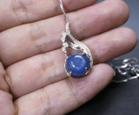 Kyanite Necklace Full 925 Sterling Silver Peacock Phoenix Pendant