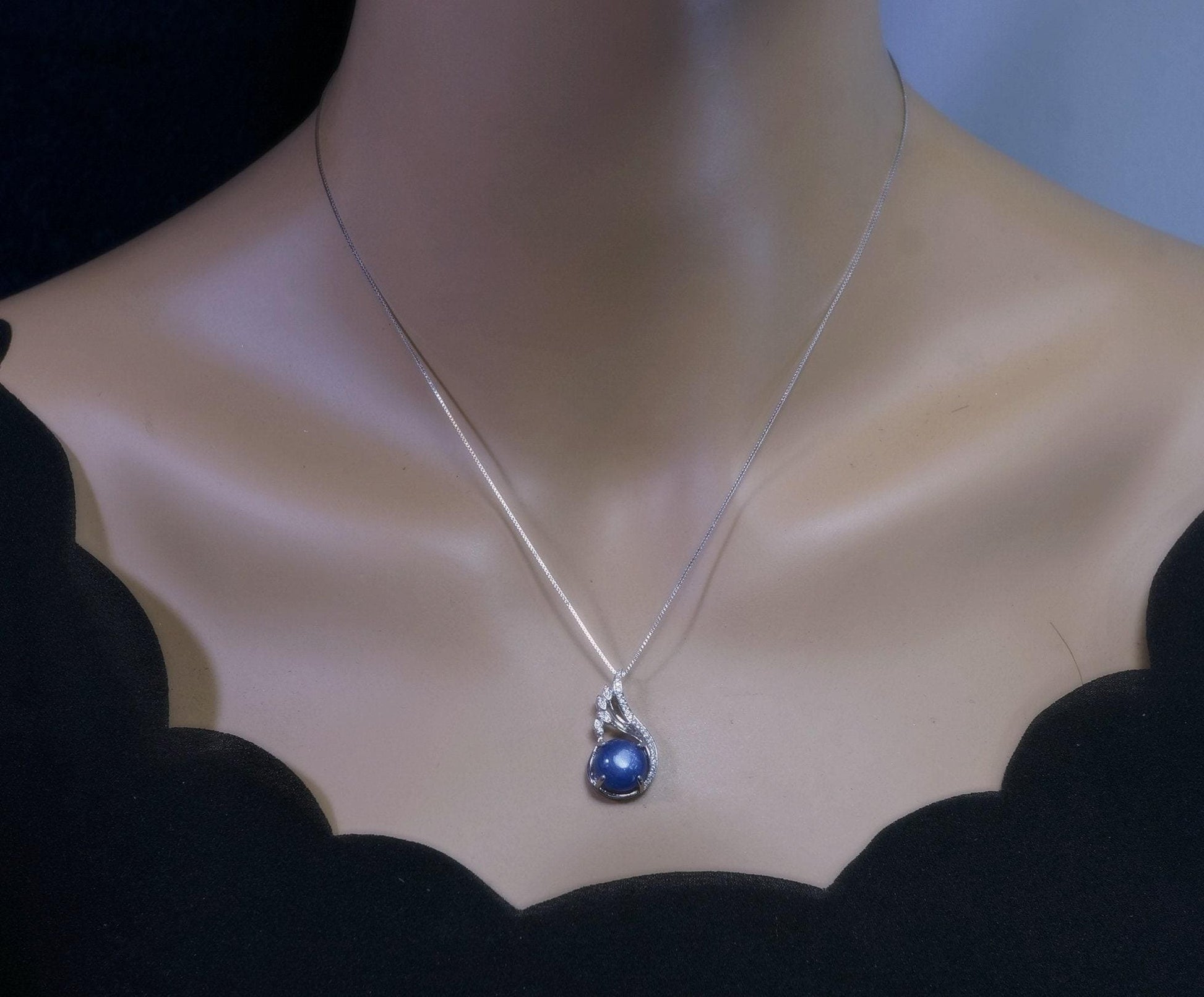 Kyanite Necklace Full 925 Sterling Silver Peacock Phoenix Pendant