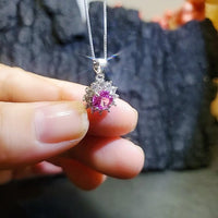 Minimalist Pink Tourmaline Necklace - 18KGP @ Sterling Silver - Sunflower Princess Diana Style - Tiny Pink Tourmaline Pendant 018