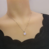Minimalist Pink Tourmaline Necklace - 18KGP @ Sterling Silver - Sunflower Princess Diana Style - Tiny Pink Tourmaline Pendant 018