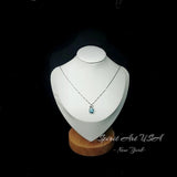 Tiny Blue Aquamarine Necklace - Sterling Silver Single Halo Dangle Round 8mm - March Birthstone - Aquamarine Jewelry 081
