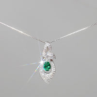 Tiny Emerald Teardrop Necklace Sterling Silver Butterfly Necklace 0.6 Ct Sim Gemstone White gold coated May Birthstone #385