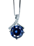 Tiny Blue Sapphire Necklace Gemstone 2CT Bowknot Blue Sapphire Pendant -Sterling Silver Infinite Minimalist Blue Sapphire Jewelry #170
