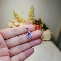 Natural Teardrop Amethyst Necklace - Sterling Silver Tiny Crown Chakra Healing - Purple Gemstone Jewelry February Birthstone #371