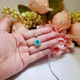 Double Gemstone Halo Paraiba Tourmaline Necklace - 18KGP @ Sterling Silver - 2.8 CT Oval Cut - Large Blue Tourmaline Jewelry #571