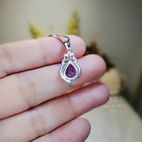 Natural Teardrop Amethyst Necklace - Sterling Silver Tiny Crown Chakra Healing - Purple Gemstone Jewelry February Birthstone #371