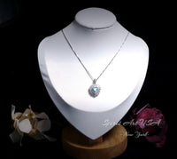 Gemstone Halo Aquamarine Heart Necklace - 18KGP & Sterling Silver - Tiny 1.5 CT Dainty Aquamarine Jewelry - March Birthstone #295