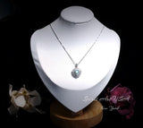 Gemstone Halo Aquamarine Heart Necklace - 18KGP & Sterling Silver - Tiny 1.5 CT Dainty Aquamarine Jewelry - March Birthstone #295