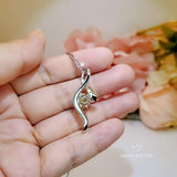 2 CT Round Yellow Diamond Necklace Sterling Silver Swirl Bow Infinity Yellow Gemstone Pendant White Gold coated Luxury Bridal Jewelry 1091