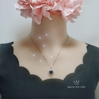 Black Onyx Necklace Rose Gold, Halo Solitaire Black Gemstone Pendant Sunflower Princess Diana Style Necklace Root Chakra Healing 236