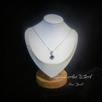 Blue Sapphire Necklace Gemstone Rose flower Pendant - 18KGP @ Sterling Silver - September Birthstone - Dainty Sapphire Pendant Jewelry #956