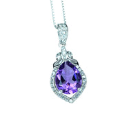 Natural Teardrop Amethyst Necklace - Sterling Silver Tiny Crown Chakra Healing - Purple Gemstone Jewelry February Birthstone #371