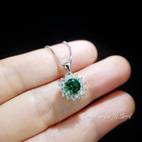 Tiny Green Emerald Necklace Sterling Silver Gemstone Sunflower 0.85 CT Minimalist 036