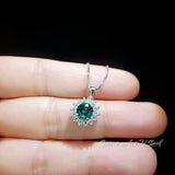 Tiny Green Emerald Necklace Sterling Silver Gemstone Sunflower 0.85 CT Minimalist 036