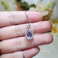 Oval Tanzanite Necklace - 2.5 CT 18k @ Sterling Silver - Halo Blue Gemstone Gemstone - December Birthstone - Lab Energic Tanzanite #325