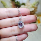 Oval Tanzanite Necklace - 2.5 CT 18k @ Sterling Silver - Halo Blue Gemstone Gemstone - December Birthstone - Lab Energic Tanzanite #325