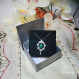 Luxury Malachite Necklace - 18KGP @ Sterling Silver - Genuine Natural Tassel Dangle Malachite Pendant #624