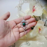 Luxury Malachite Necklace - 18KGP @ Sterling Silver - Genuine Natural Tassel Dangle Malachite Pendant #624