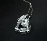 Angel Wing Genuine Moissanite Gemstone Necklace - GRA Certificate Round Cut Moissanite Gemstone Jewelry Pendant 1 CT 6.5 MM D color #887